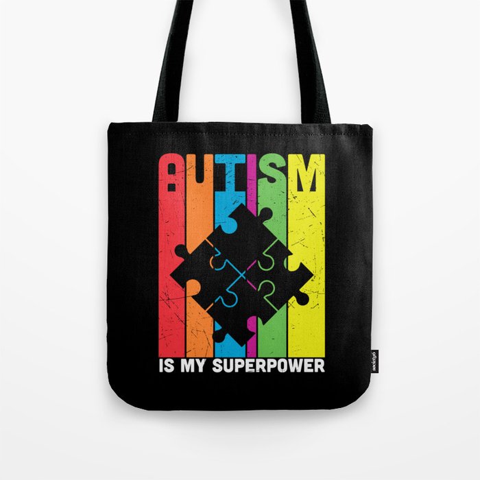 Autism Is My Superpower Colorful Puzzle Tote Bag