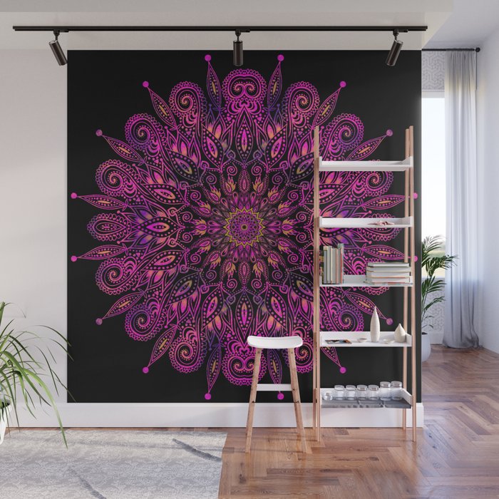 Dark Purple Mandala Design Wall Mural