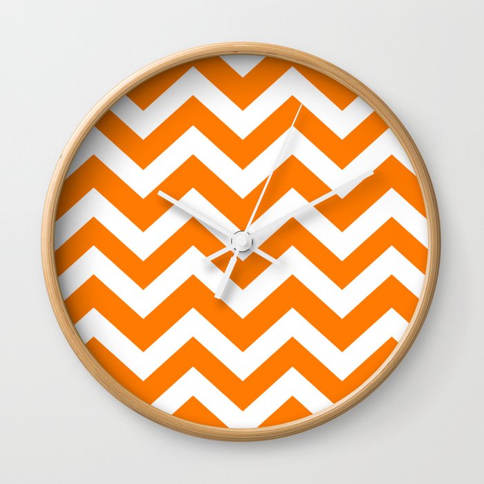 Heat Wave - orange color - Zigzag Chevron Pattern Wall Clock