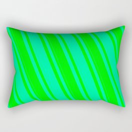 [ Thumbnail: Lime and Green Colored Lined Pattern Rectangular Pillow ]