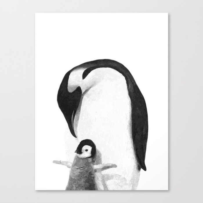 Black and White Penguins Canvas Print