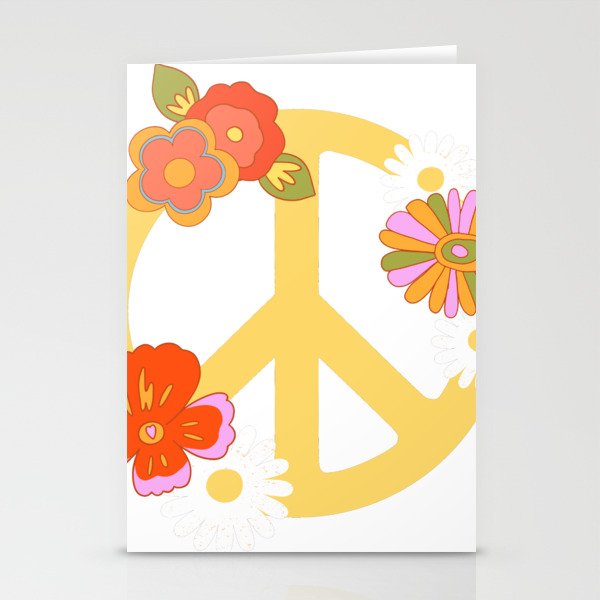 Peace Sign Retro Flower Vintage 1960s 70s Love Design Stationery Cards