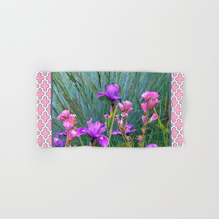 purple patterned bath towels