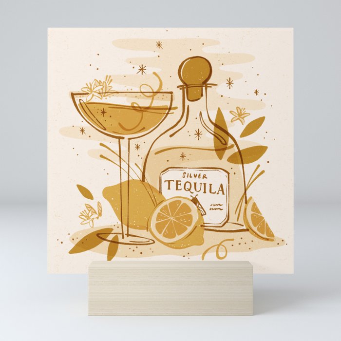 Tequila Cocktail Vintage Poster Mini Art Print