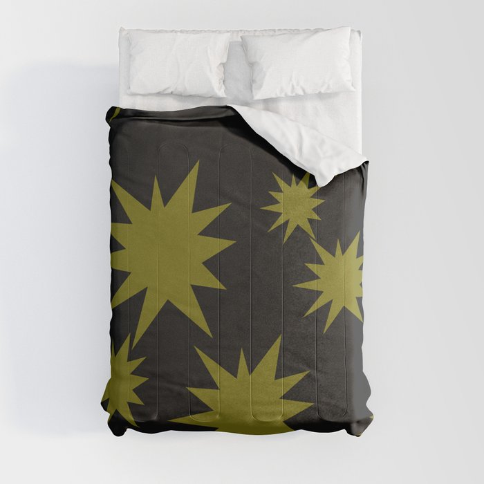 Dark Chartreuse Boom Comforter