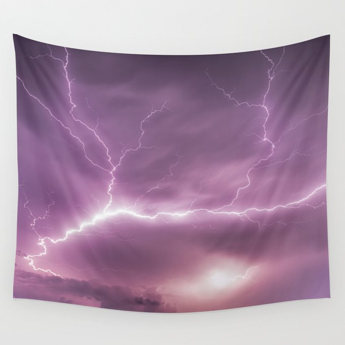 Lightning Strikes in a Purple Sky Wall Tapestry by Carissa