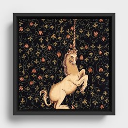 Medieval Unicorn Floral Tapestry Framed Canvas