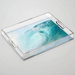 Pacific big surfing wave breaking Acrylic Tray