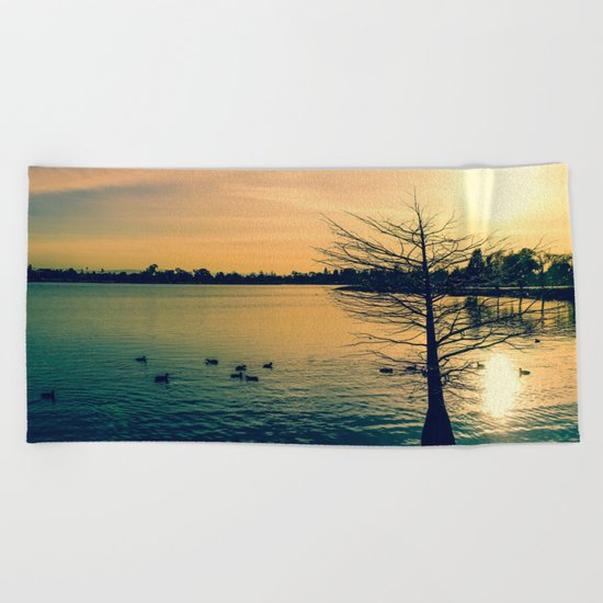 Going Home (Winter Lake at Dusk) Beach Towel