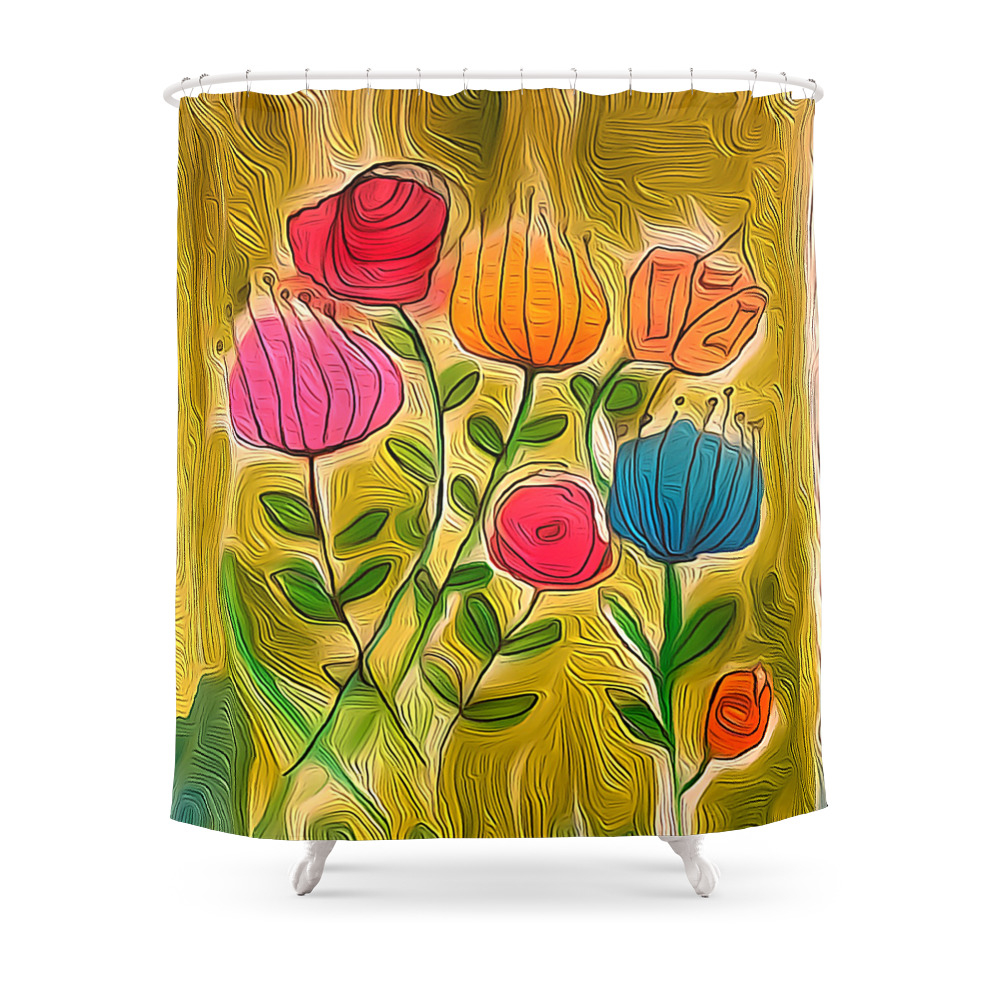 Doodling Flowers Shower Curtain by macannie