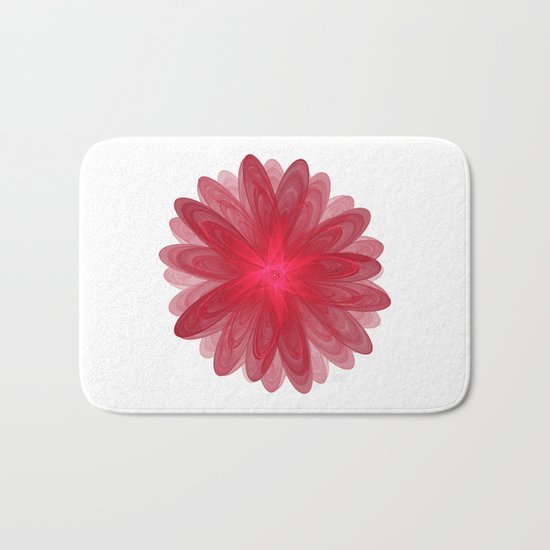 Red Flower Bloom Fractal Bath Mat
