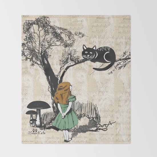 Alice In Wonderland And Cheshire Cat Throw Blanket By 2smartcats