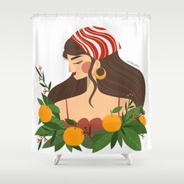 Spring Tangerine Lady Shower Curtain