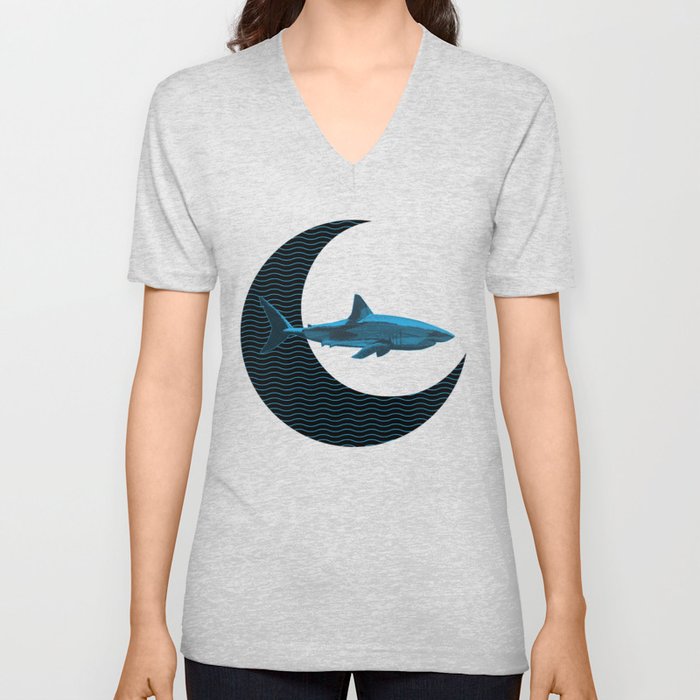Shark Side of the Moon V Neck T Shirt