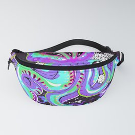 Funky Trippy Psychedelic Colorful Bioluminescent Octopus Fanny Pack