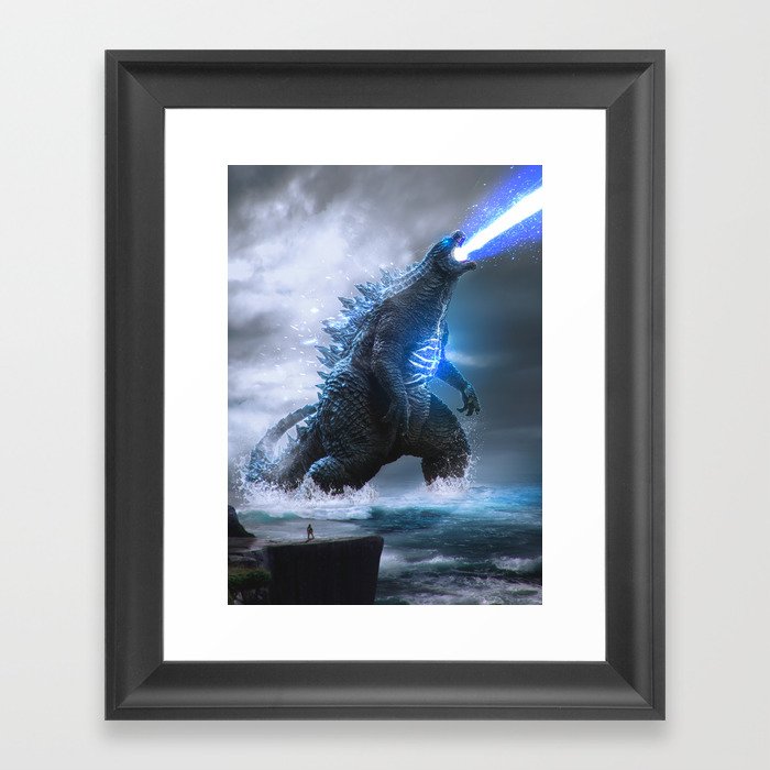 Godzilla Blue Power Framed Art Print