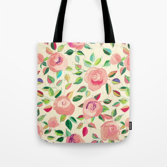 Pastel Roses in Blush Pink and Cream Tote Bag