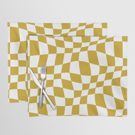Warped Checkered Pattern (mustard yellow/white) Placemat