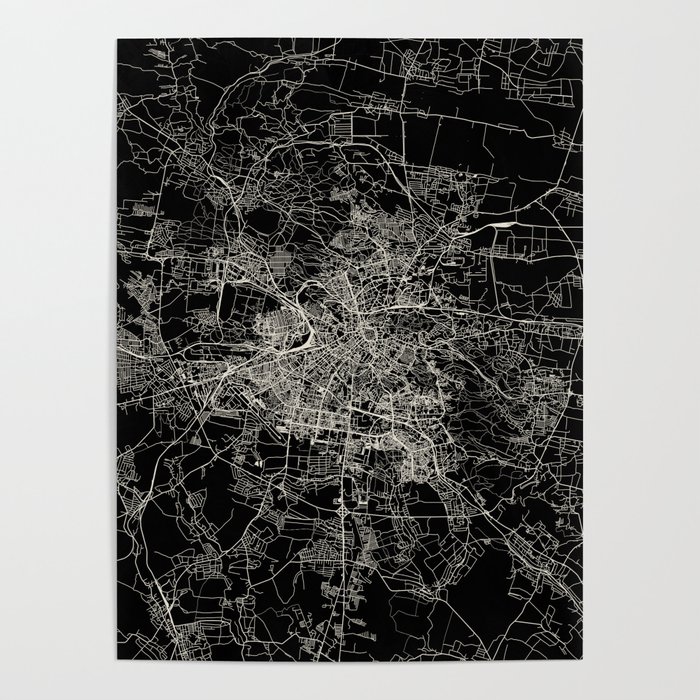 Lviv, Ukraine - City Map - Black and White Poster