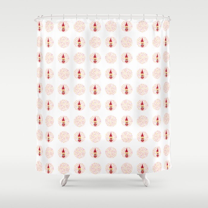 gnome girl with flowers Shower Curtain