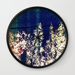  blue green weeping willow tree in white Wall Clock