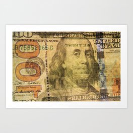 100 Dollar Bucks Art Print