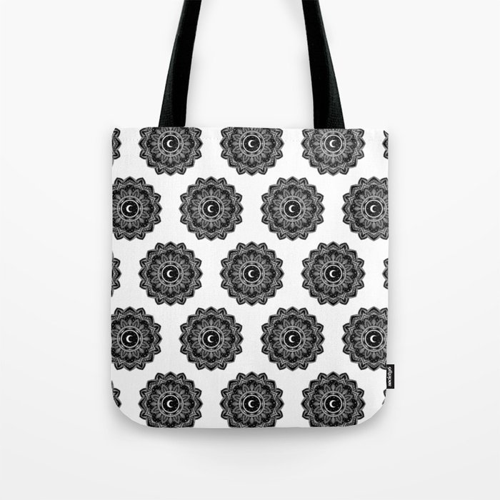 Black and white moon mandala - space art Tote Bag