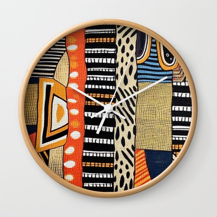 Safari Kaleidoscope: Vibrant African Textile Fusion Wall Clock