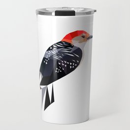 Woodpecker bird art Black and red geometric Travel Mug
