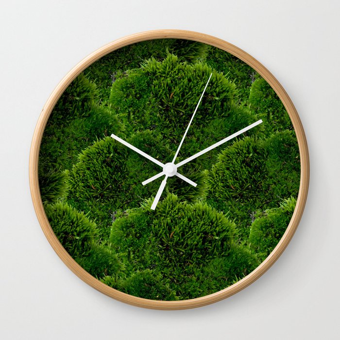 Moss - Green Luscious Mossy Texture - Full on Natural Moss Mounds- Earthy Greens -Turning Moss Green Wall Clock