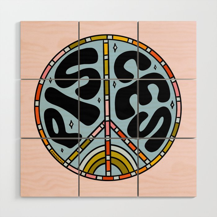 Pisces Peace Sign Wood Wall Art