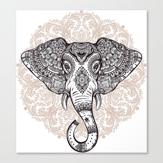 Elephant on Mandala Canvas Print