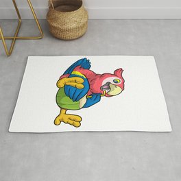 Parrot with Coconut and Drinking straw Rug