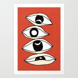 Cosmic Eye Stack - chestnut red black white creme Art Print