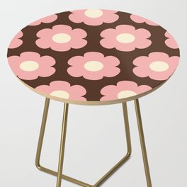 Such Cute Flowers Retro Floral Pattern Pink Brown Cream Side Table