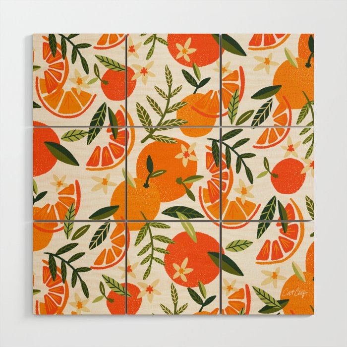 Orange Blooms – White Palette Wood Wall Art