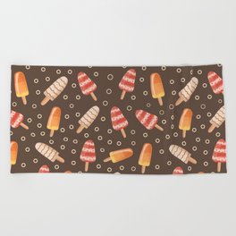 Popsicle Lover Print On Brown Background Pattern Beach Towel