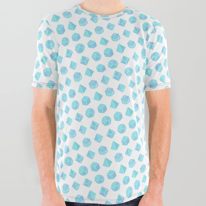 D&D Dice pattern - Light Blue All Over Graphic Tee