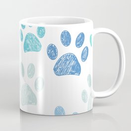 Blue colored paw print background Mug