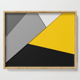 Simple Modern Gray Yellow and Black Geometric Serving Tray