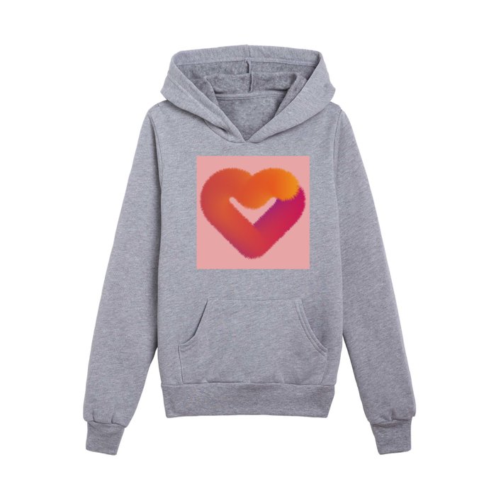 Colorful fur heart on pink Kids Pullover Hoodie