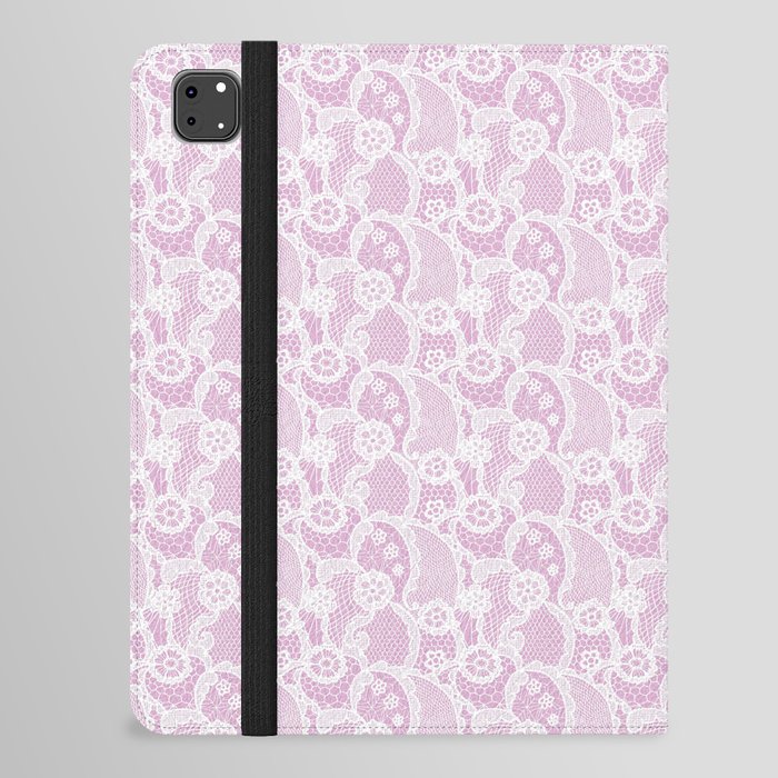 Modern White Purple Lace Collection iPad Folio Case