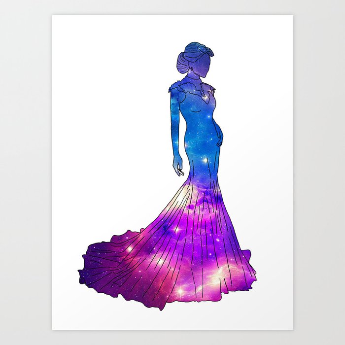 Galaxy Dress Art Print
