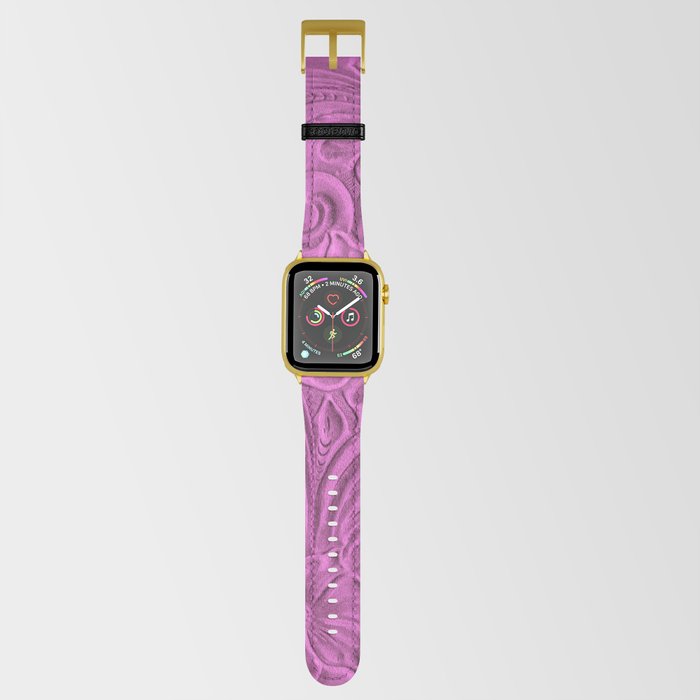 Bright pink tooled leather Apple Watch Band