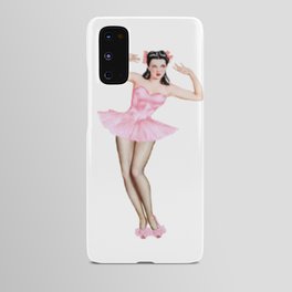 Sexy Brunette Dancer Pin Up With Pink Dress Android Case