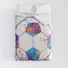 Soccer Ball Colorful Watercolor Duvet Cover