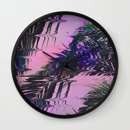 Glitchy Palm Wall Clock