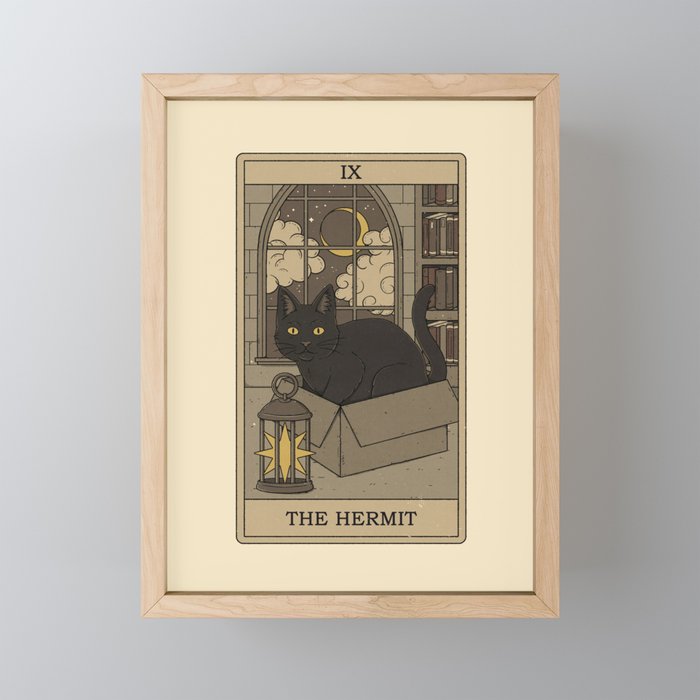 The Hermit - Cats Tarot Framed Mini Art Print