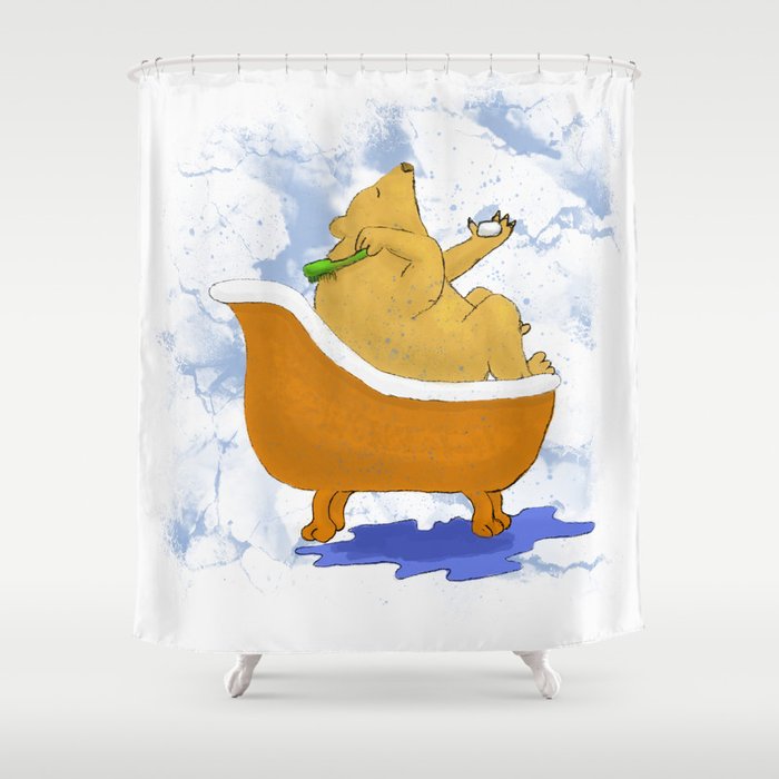 Bubble Bath Bear In The Tub Shower Curtain By Margaretbucklew