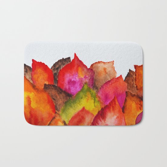 Autumn abstract watercolor 01 Bath Mat